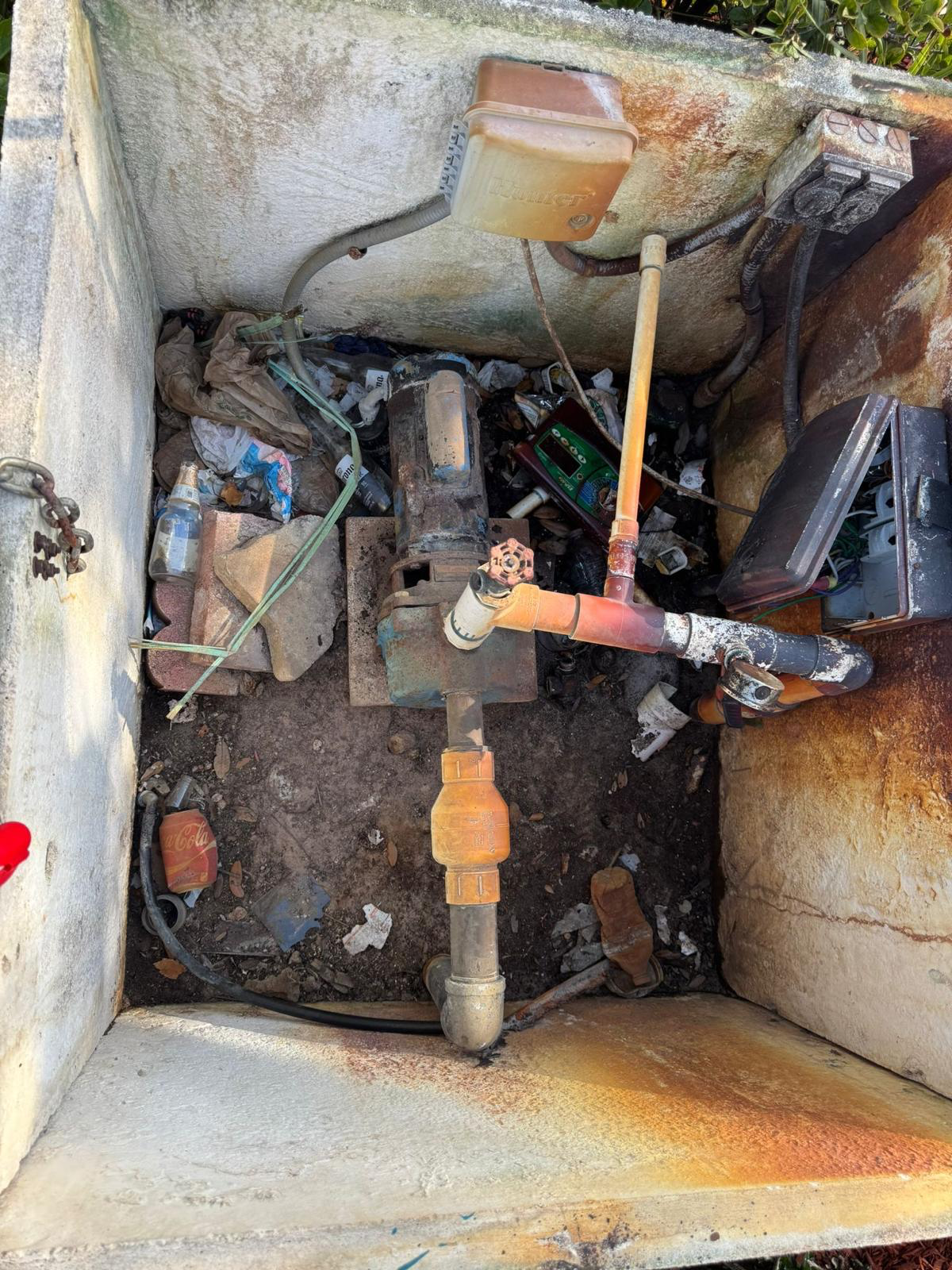Before Greenscaper irrigation pump replacement